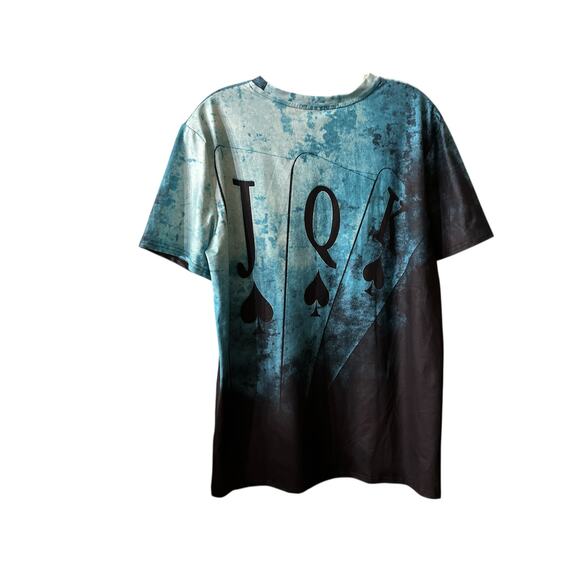 Shein Poker Cards Short Sleeve Playing Cards Print Tie-Dye T-Shirt M - Picture 2 of 5